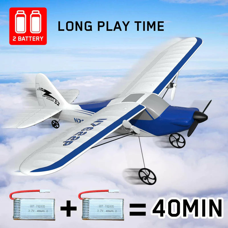 VOLANTEX RC Sport Cub 2channels Beginners RC Plane Gyro Stabilizer Easy Fly Remote Control Airplane 2 pcs Batteries