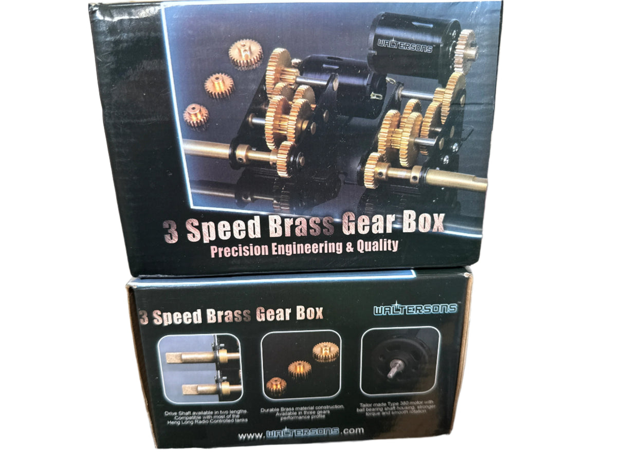 Waltersons Henglong Tank 3 Speed Long Shaft Brass Geared Gear Box WT-0602A