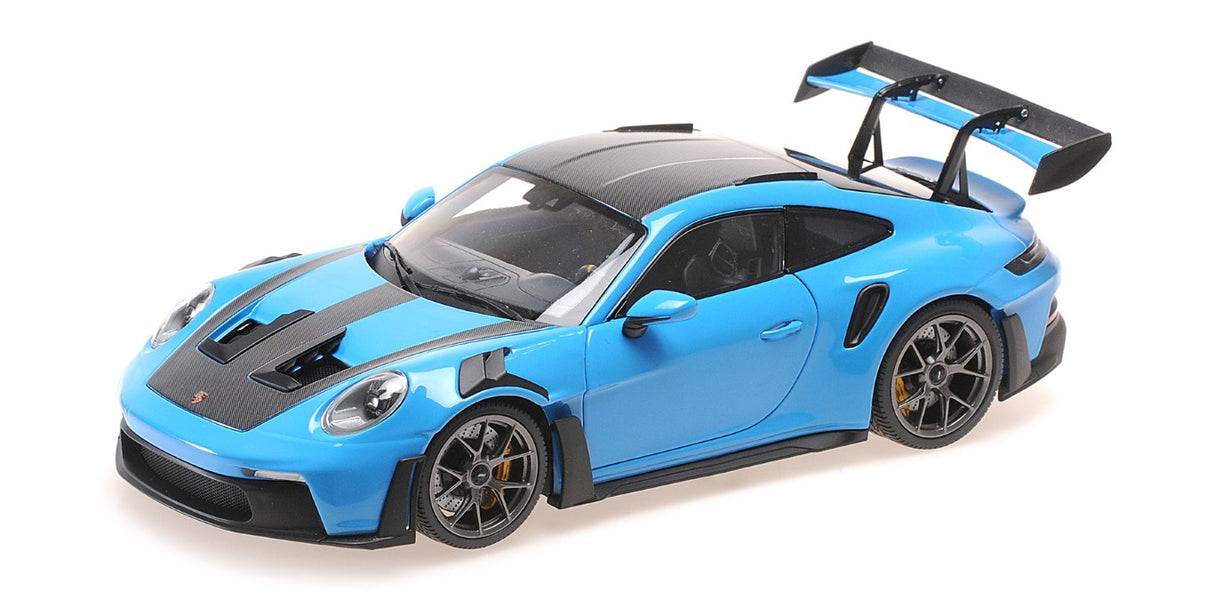 Minichamps Die Cast Collectables - 1:18 2024 Porsche 911 (992) GT3 RS - Blue Weissach Pack Dark Silver Wheels Limited Edition 200Pcs