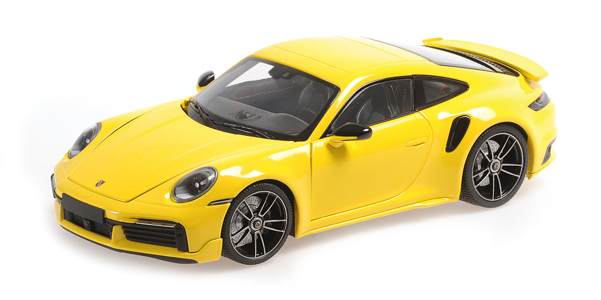 Minichamps Die Cast Collectables - 1:18 2021 Porsche 911 (992) Turbo S Coupe Sport Design - Yellow