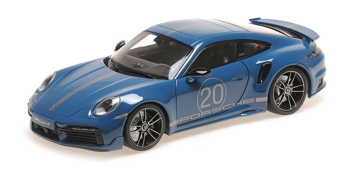 Minichamps Die Cast Collectables - 1:18 2021 Porsche 911 Turbo S Coupe Sport Design - Blue