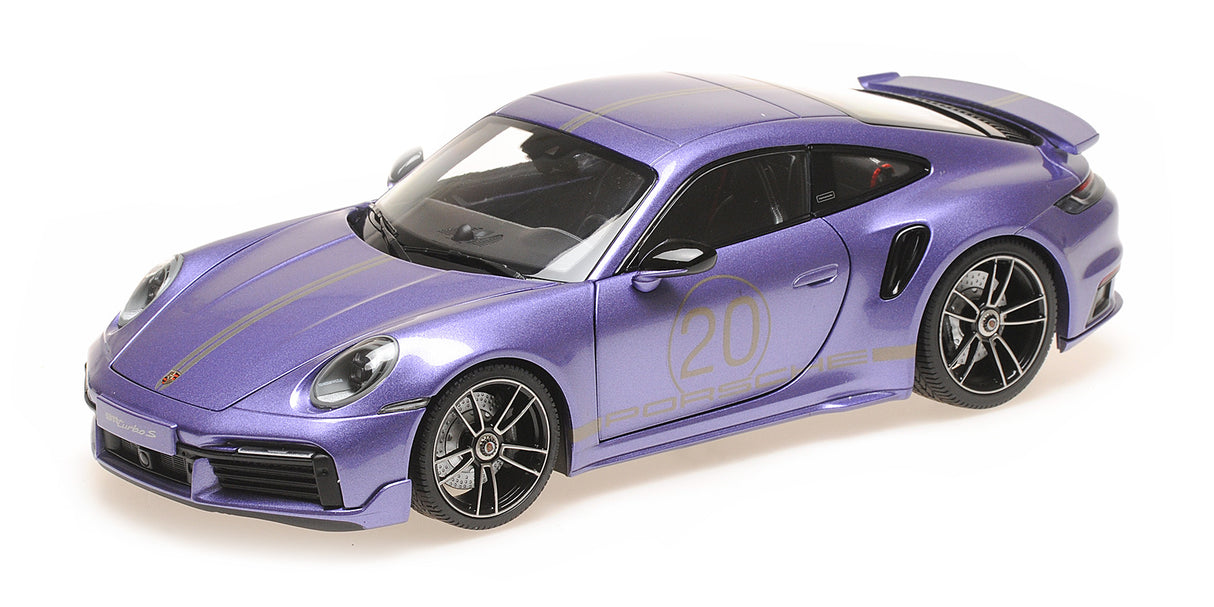 Minichamps Die Cast Collectables - 1:18 2021 Porsche 911 (992) Turbo S Coupe Sport Design - China 20th Anniversary Edition - Purple