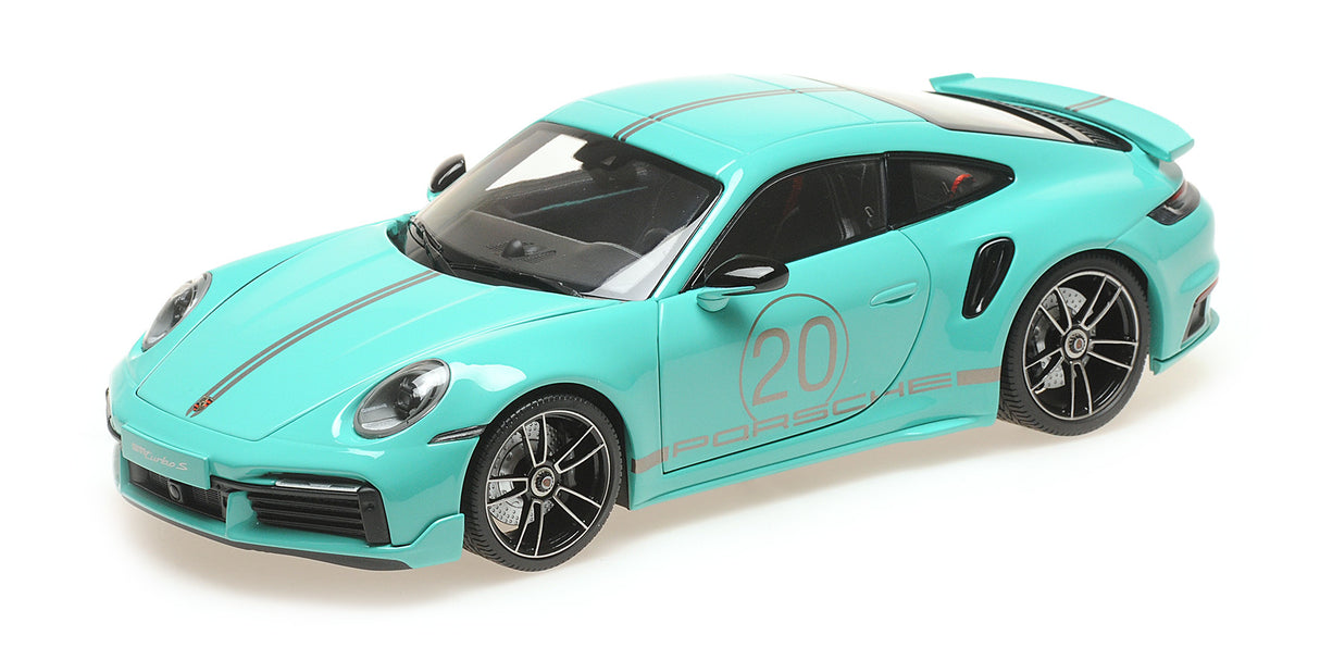 Minichamps Die Cast Collectables - 1:18 2021 Porsche 911 Turbo S Coupe Sport Design - Green