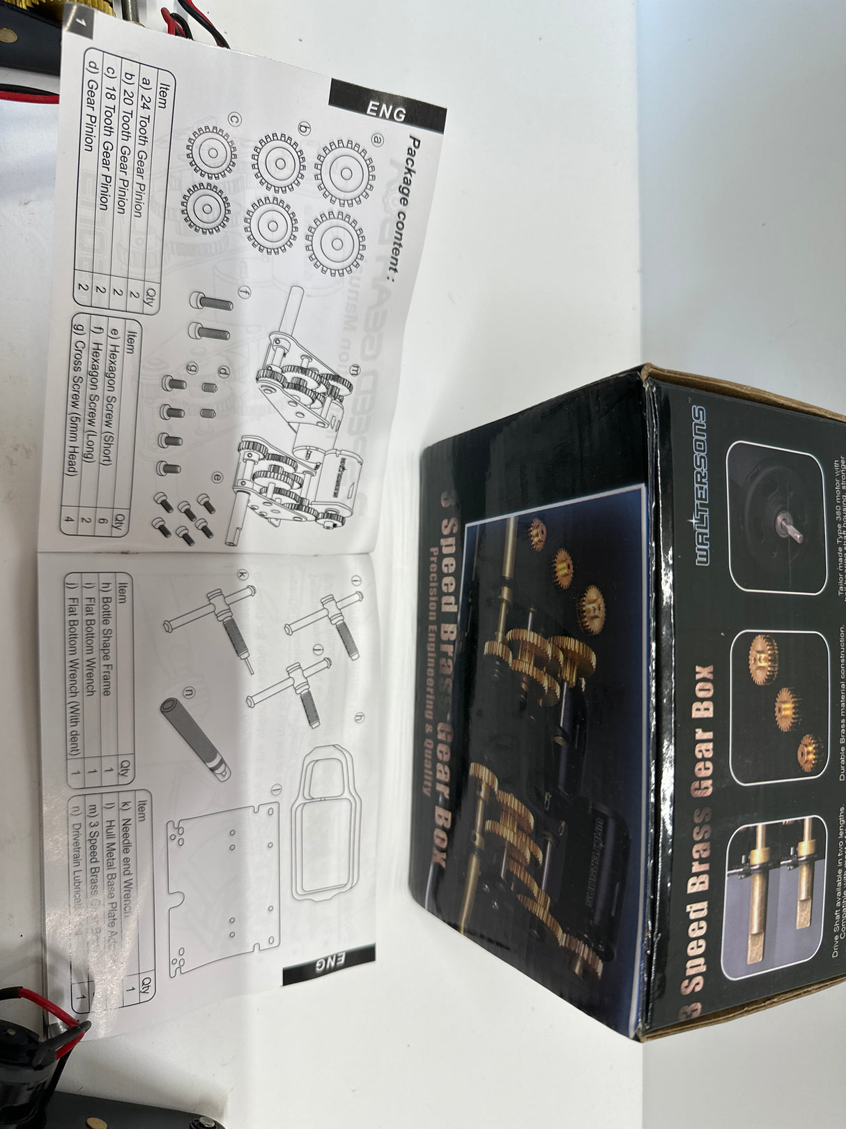 Waltersons Henglong Tank 3 Speed Long Shaft Brass Geared Gear Box WT-0602A