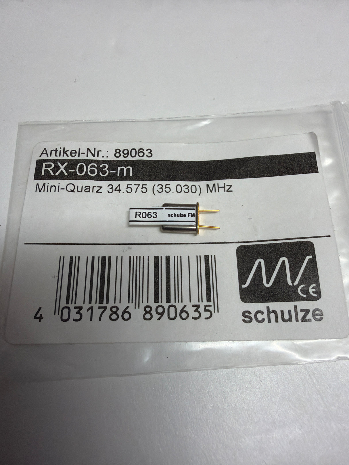 Schulze Receiver Crystal quartz mini / 35MHz / channel 63 35.030