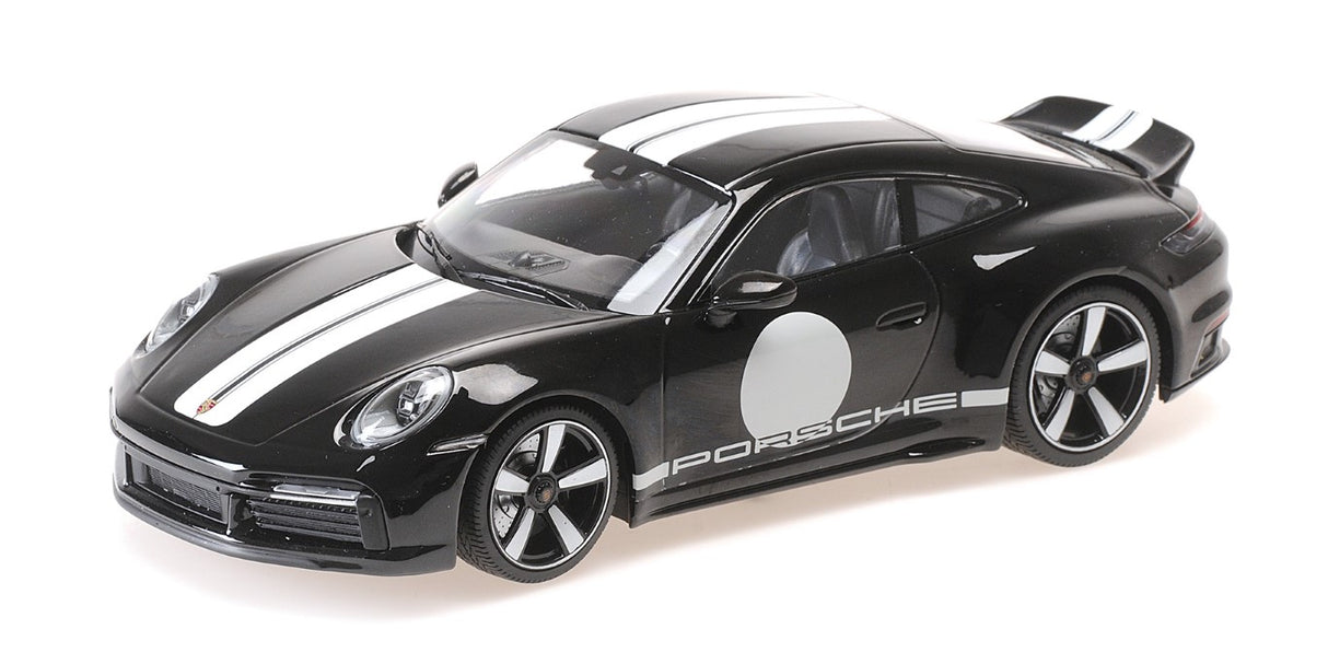 Minichamps Die Cast Collectables - 1:18 2022 Porsche 911 (992) Sport Classic Black With Stripe - Sealed Body