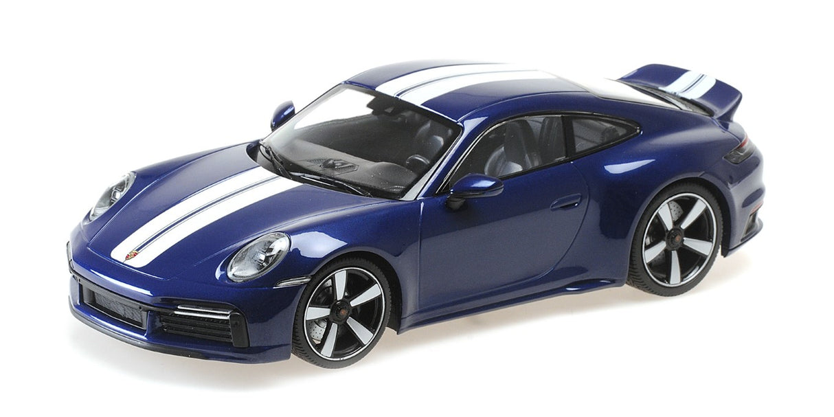 Minichamps Die Cast Collectables - 1:18 2022 Porsche 911 (992) Sport Classic Blue Metallic - Sealed Body