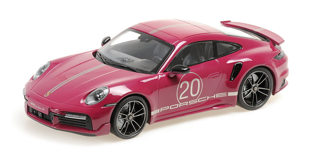 Minichamps Die Cast Collectables - 1:18 2021 Porsche 911 (992) Turbo S Coupe Sport Design - Purple Closed Body