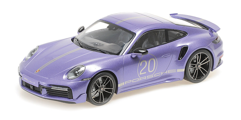 Minichamps Die Cast Collectables - 1:18 2021 Porsche 911 Turbo S Coupe Sport Design - Purple Closed Body