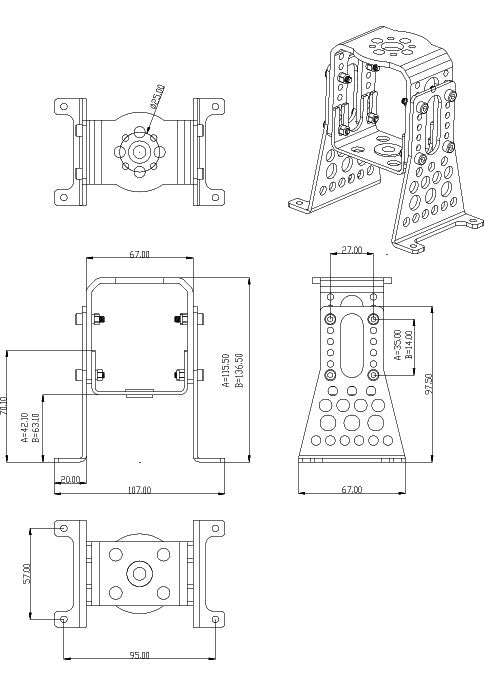 Hacker A40/A50 Motor Mount Alu complete set
