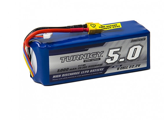 Turnigy 6s 5000mAh 60c Lipo Battery - XT60 Connector - Second Hand