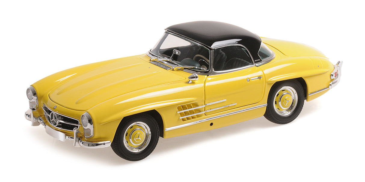 Minichamps Die Cast Collectables - 1:18 1958 Mercedes-Benz 300 SL Roadster (W198) With Hardtop - Yellow