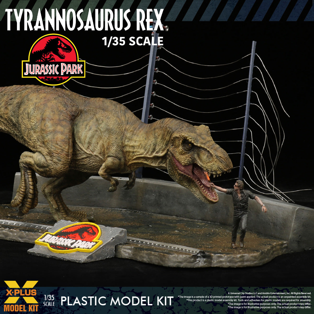 X PLUS 1/35 Jurassic Park Tyrannosaurus Rex Plastic Model Kit - 411-200364