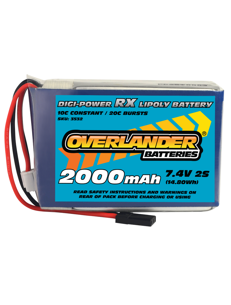 Overlander 2000mAh 7.4V 2S Digi-Power Rx LiPo Battery