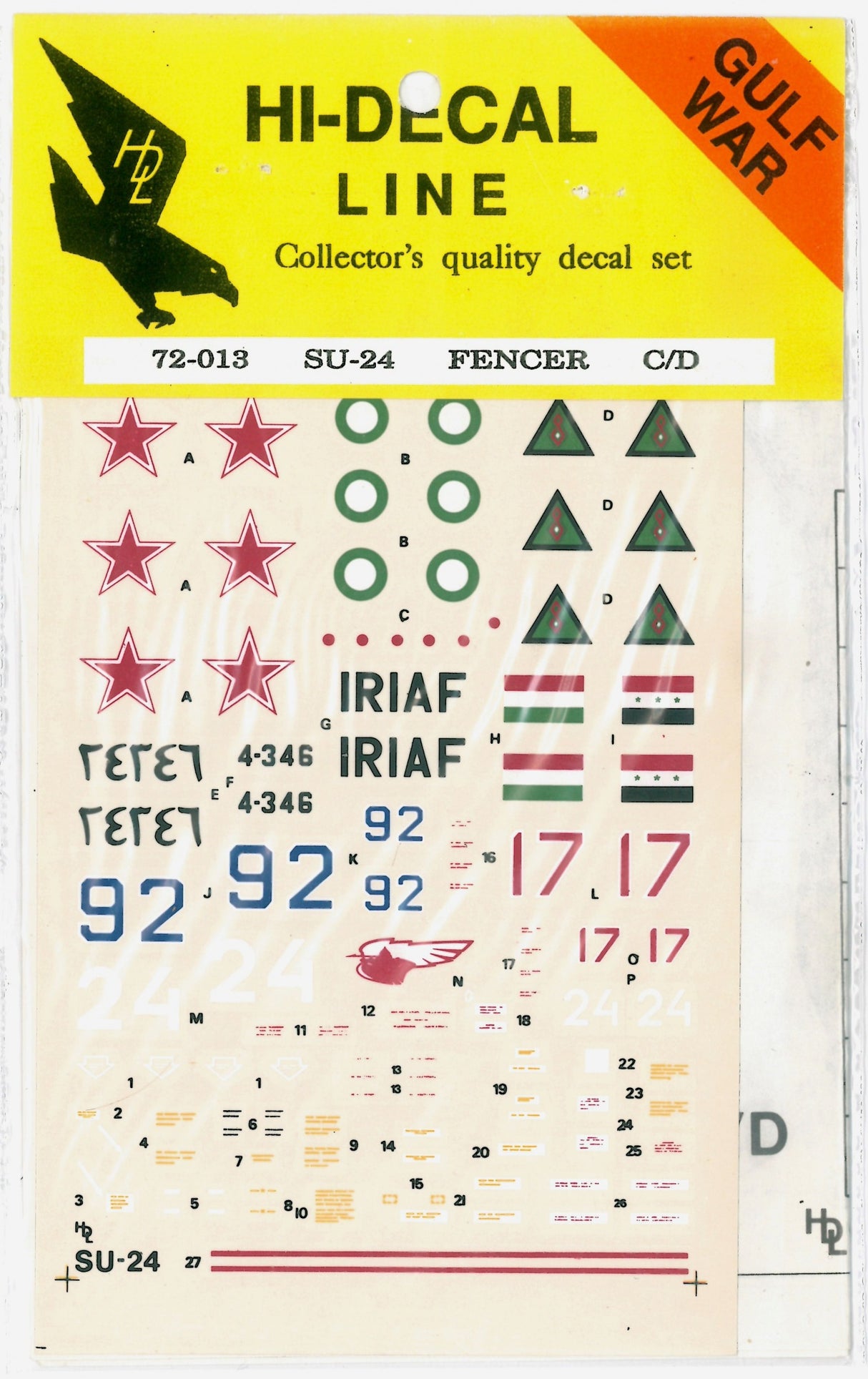 Hi-Decal Line 1:72 Su-24 Fencer Decal set 72013