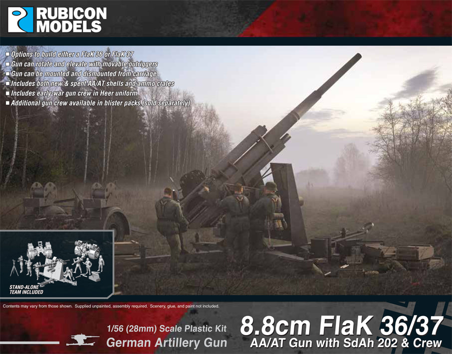 Rubicon Models 8.8cm FlaK 36/37 AA/AT Gun with SdAh 202 & Cr