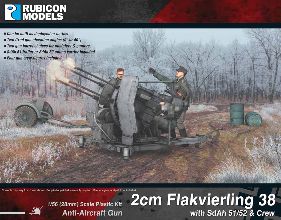 Rubicon Models 2cm Flakvierling 38 with SdAh 51/52 Trailer &