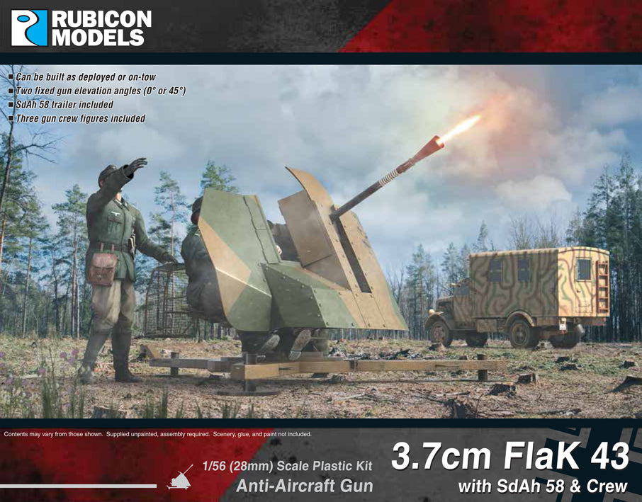 Rubicon Models 3.7cm FlaK 43 with SdAh 58 Trailer & Crew