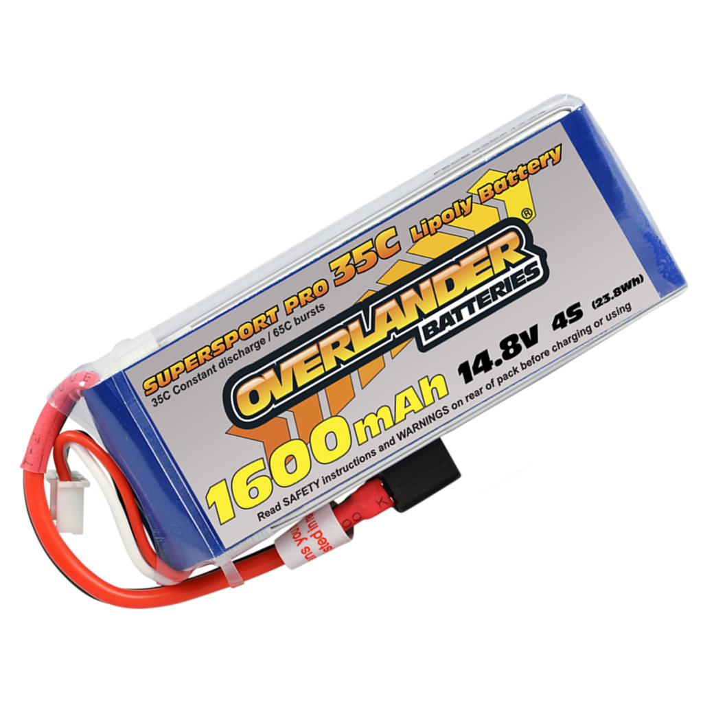 Overlander 1600mAh 14.8V 4S 35C Supersport Pro LiPo Battery - Deans