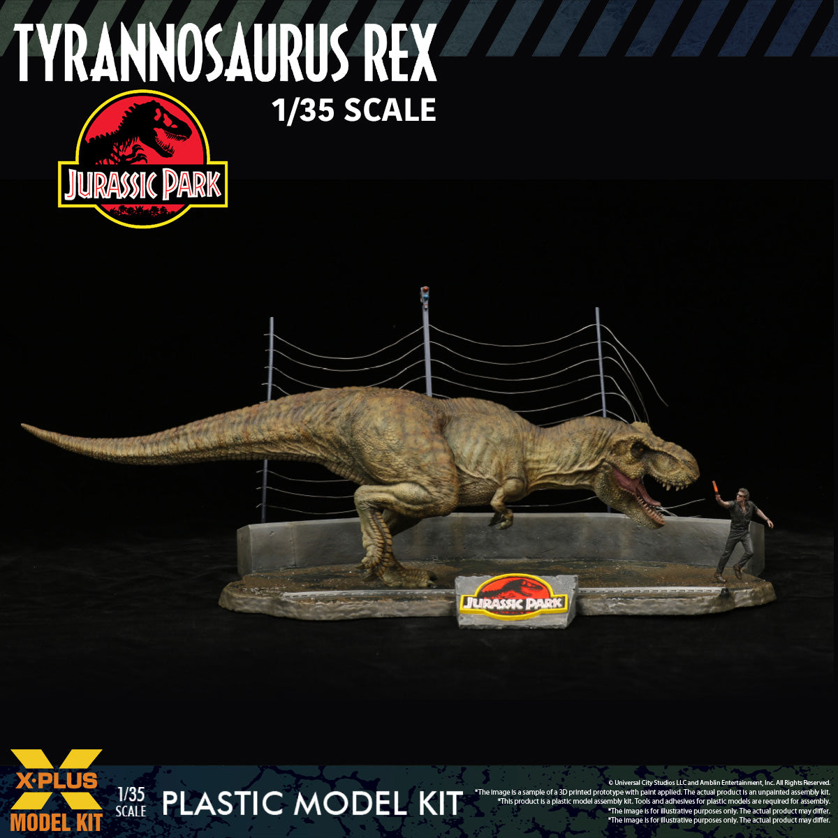 X PLUS 1/35 Jurassic Park Tyrannosaurus Rex Plastic Model Kit - 411-200364