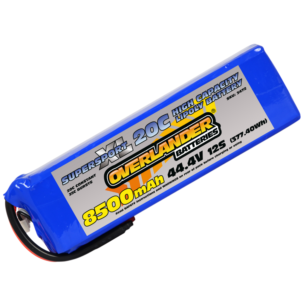 Overlander 8500mAh 44.4V 12S 20C Supersport XL LiPo Battery - AS150