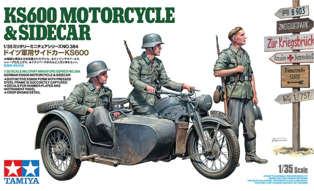 Tamiya 1/35 KS600 Motorcycle & Sidecar Kit - 35384