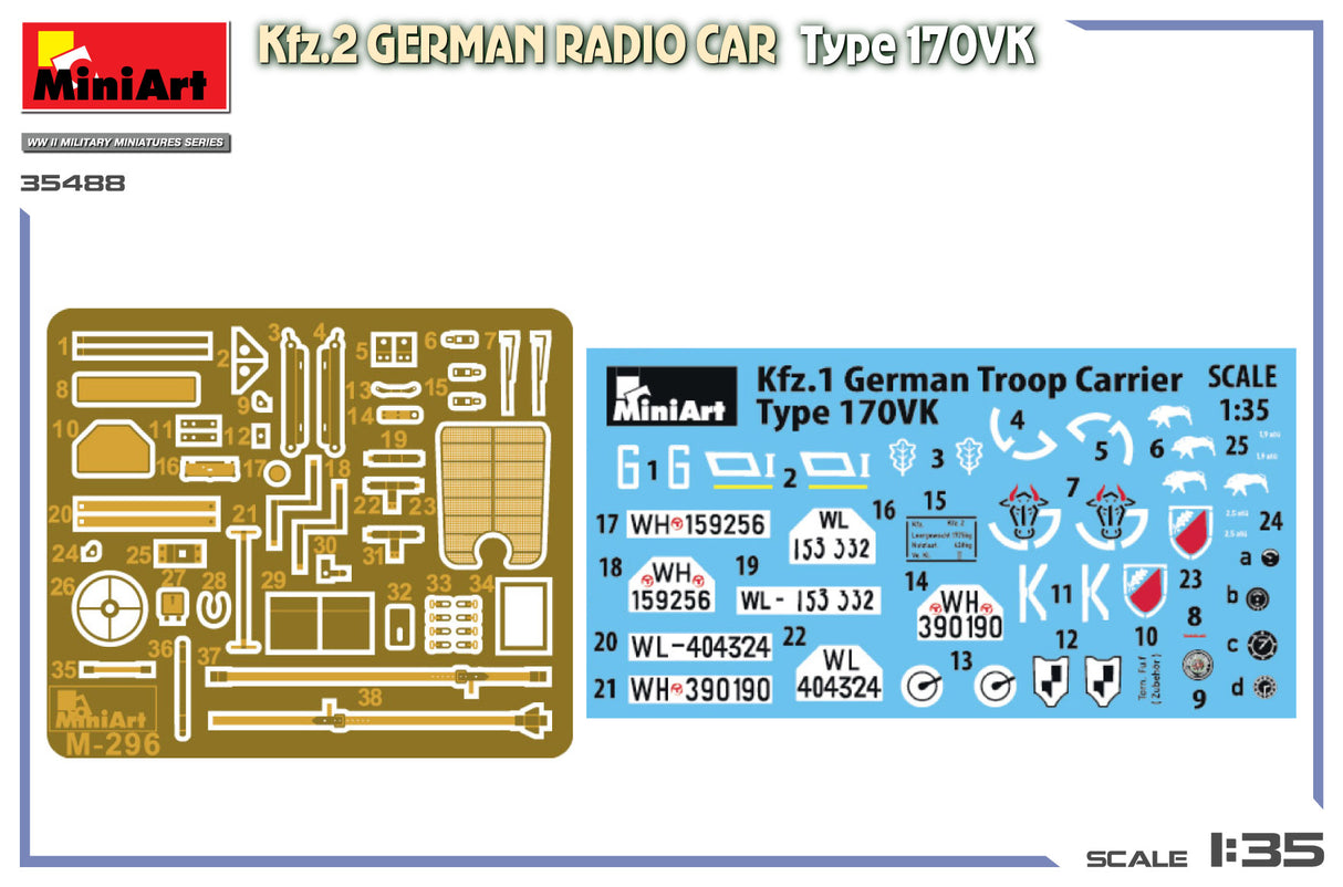 Miniart 1:35 kfz.2 Germain Radio Car Kit 35488