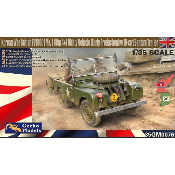GECKO 1/35 Korean War British FV1801 Mk.1 80in 4x4 Utility Vehicle (Early Production) with 10-cwt Bantam Trailer kit 35GM0076