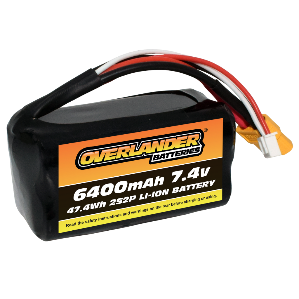 Overlander 6400mAh 7.4V 2S2P Square 18650 Li-Ion Battery - Deans
