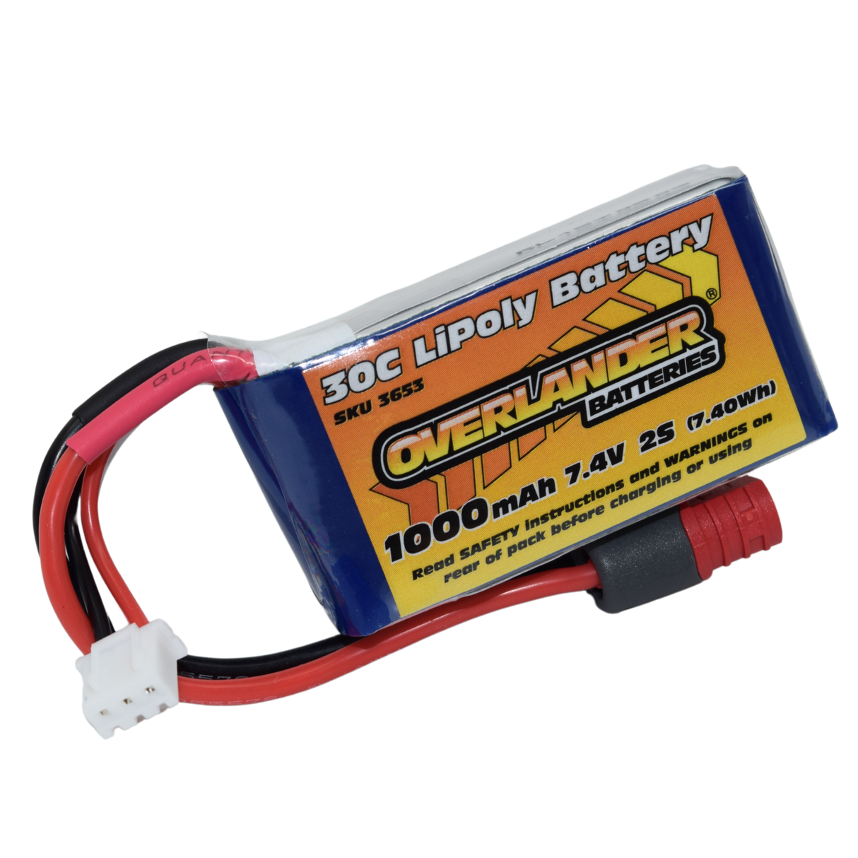 Overlander 1000mAh 7.4V 2S 30C Lipo Battery - PH 2.0