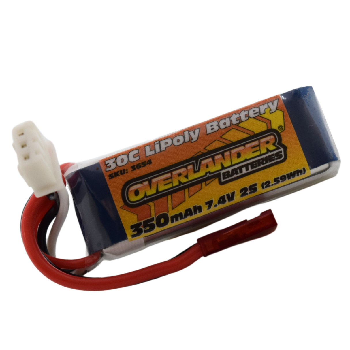 Overlander 350mAh 7.4V 2S 30C Lipo Battery with BEC