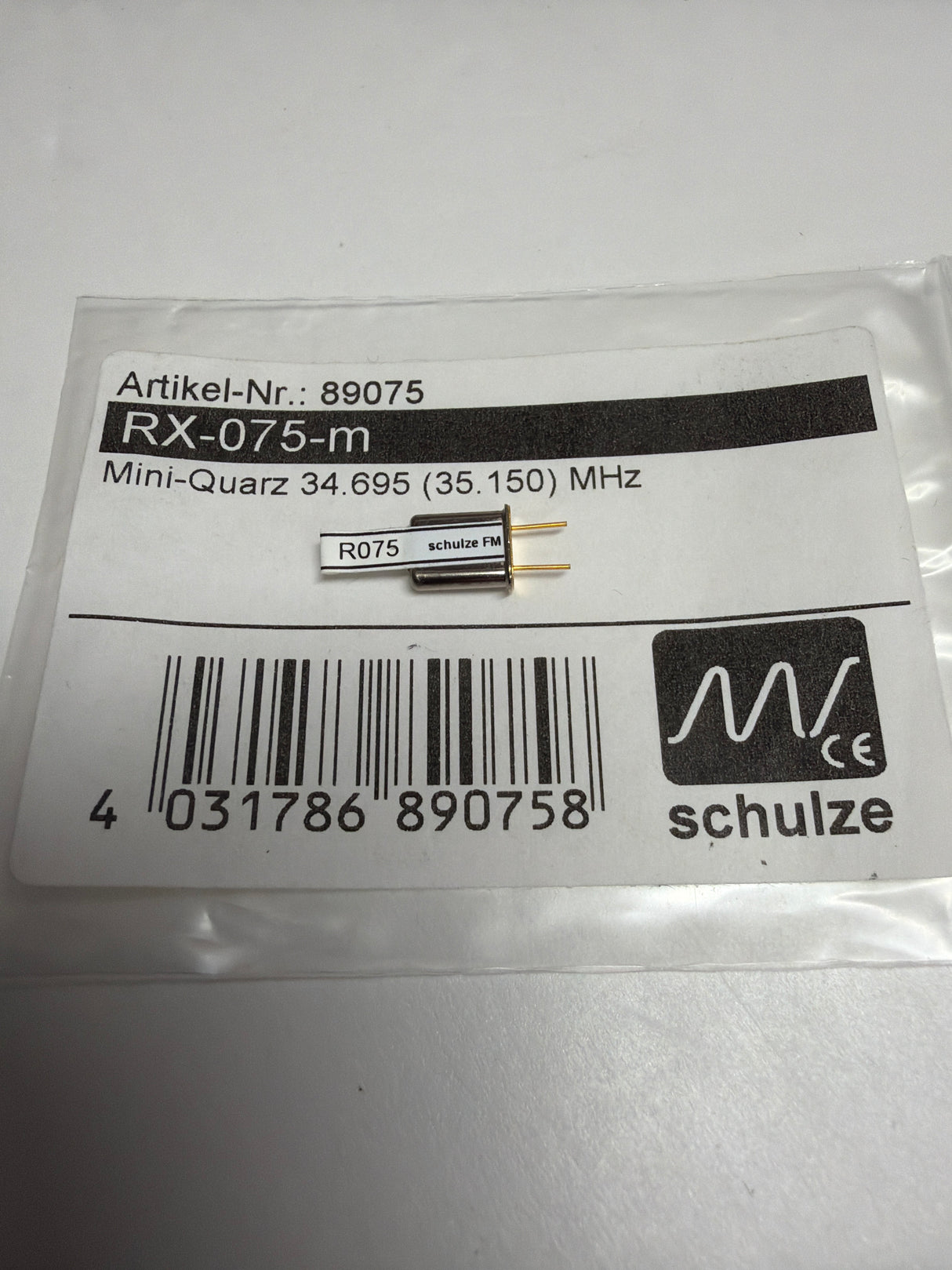 Schulze Receiver Crystal quartz mini / 35MHz / channel 75 35.150