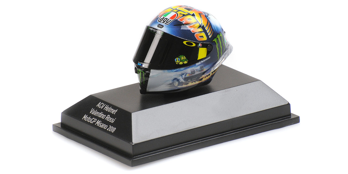 Minichamps Die Cast Collectables - 1:8 AGV Helmet - Valentino Rossi MotoGP Misano 2018