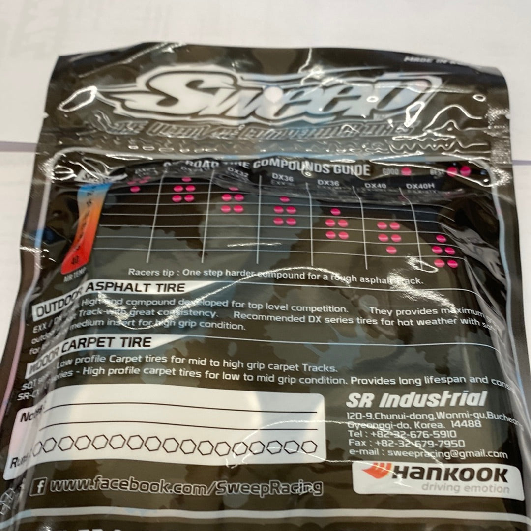 SWEEP D-R3 HIGHEND COMPOUND PRE-GLUED TC TYRES 24MM 28DEG