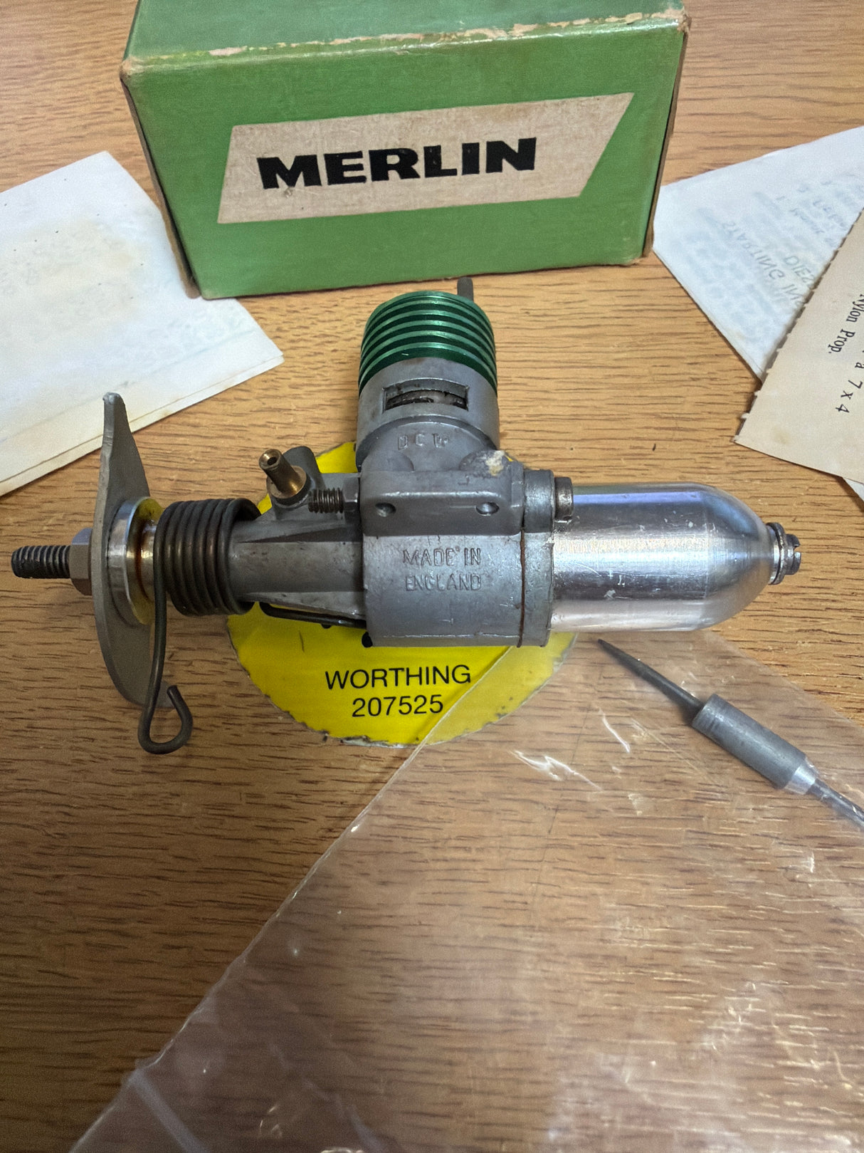 DC Merlin .76 CU . CM In Box Vintage Model Engine Diesel Second Hand (Box 109)