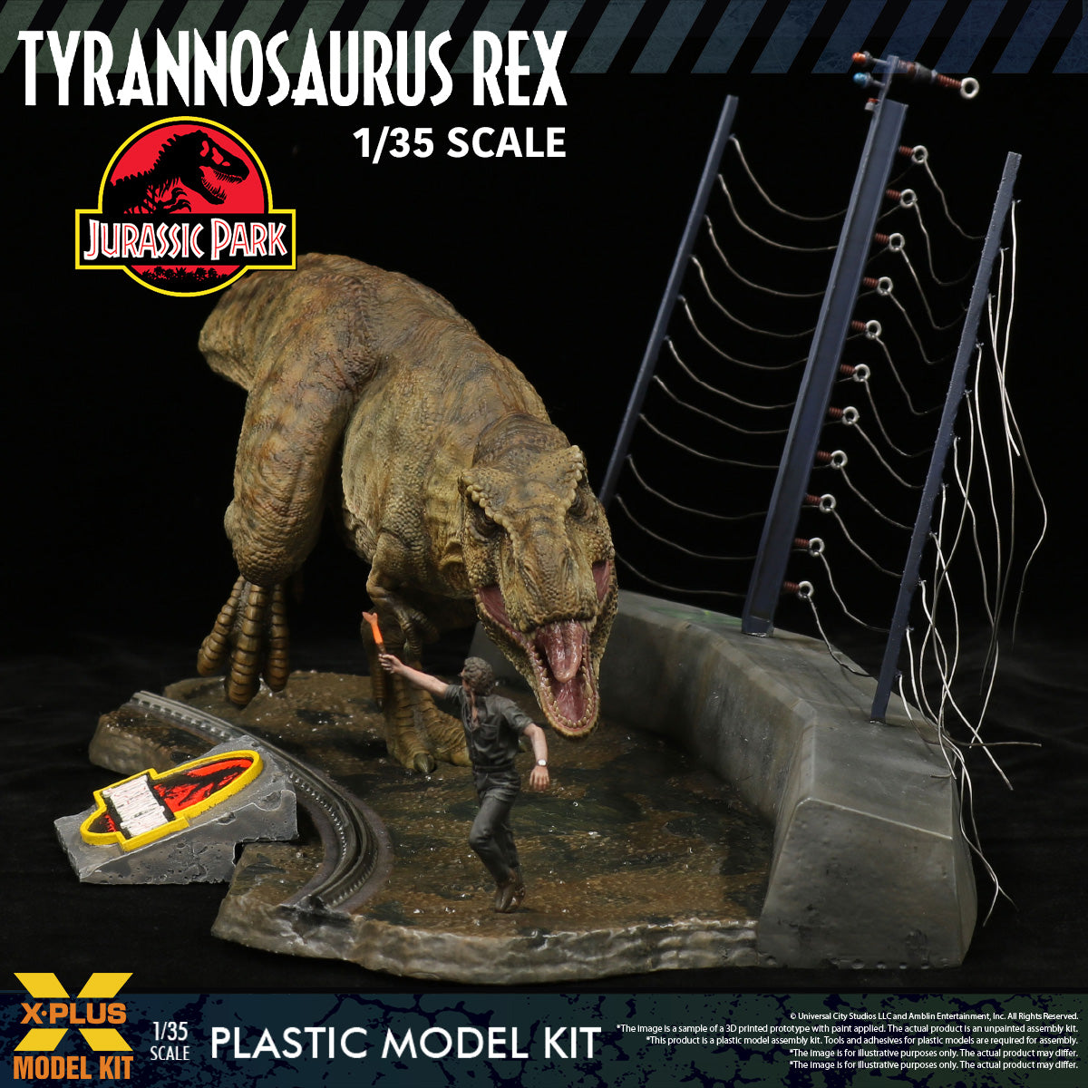X PLUS 1/35 Jurassic Park Tyrannosaurus Rex Plastic Model Kit - 411-200364