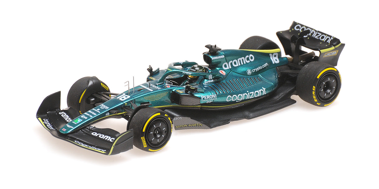 Minichamps Die Cast Collectables - 1:43 Aston Martin Aramco Cognizant Formula One Team AMR22 - Lance Stroll - Bahrain GP 2022
