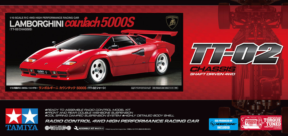 Tamiya 1/10 RC Lamborghini Countach 5000S (TT-02) 47527 - Pre Order - Expected Late October (Copy)