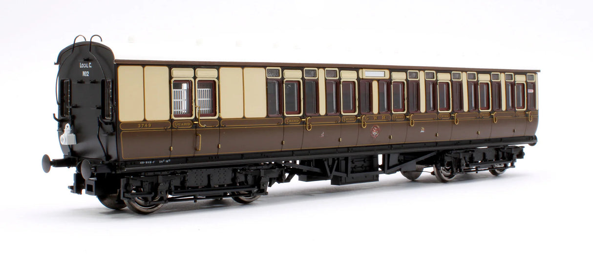 GWR Toplight M/Line City Lned Choc & Crm 3rd Brke 3749 Set 2