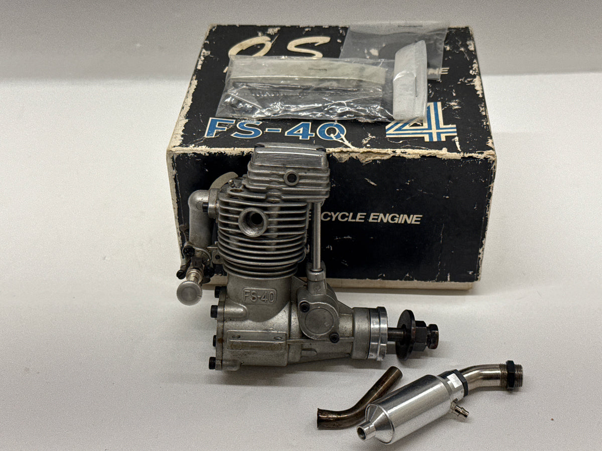 O.S. FS-40 Four Stroke engine with silencer - Second Hand
