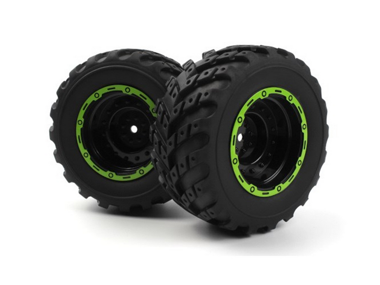 BlackZon Smyter MT Wheels/Tires Assembled (Black/Green)