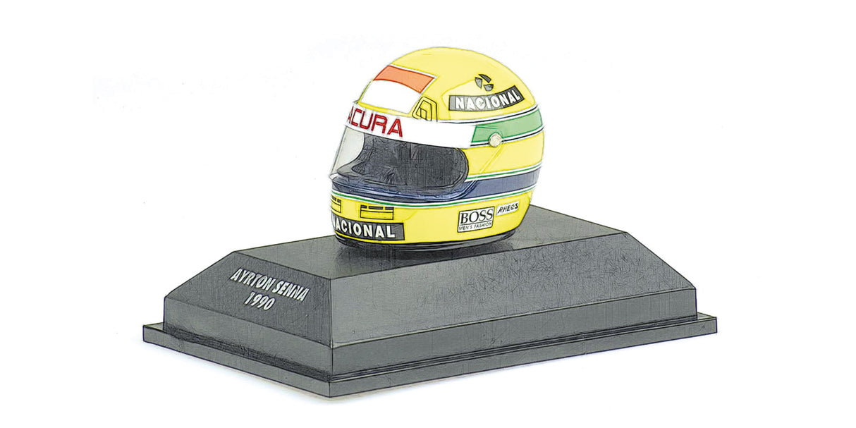 Minichamps Die Cast Collectables - 1:8 Helmet Ayrton Senna World Champ 1990