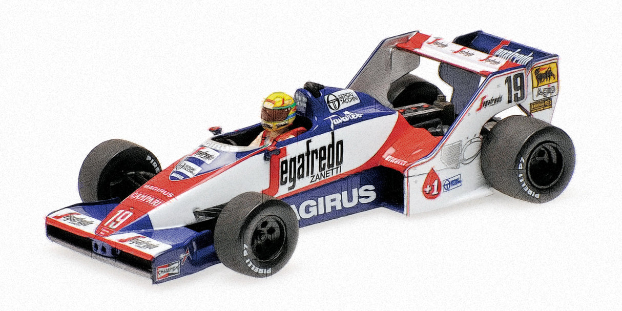 Minichamps Die Cast Collectables - 1:43 Toleman Hart TG183B Ayrton Senna 2nd Place Brazilian 1984 Dirty Version