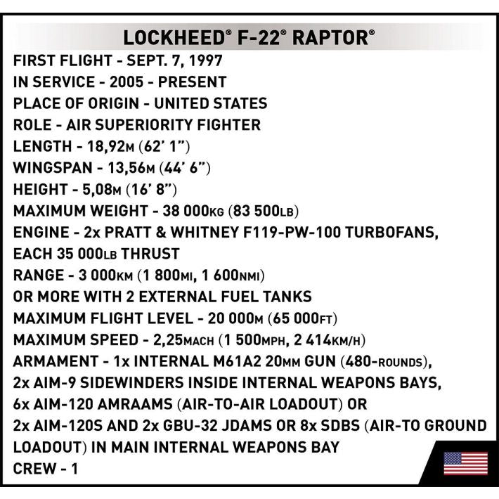 Cobi 1/48 Lockheed F-22 Raptor 5855