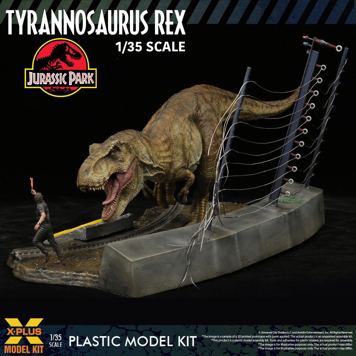 X PLUS 1/35 Jurassic Park Tyrannosaurus Rex Plastic Model Kit - 411-200364