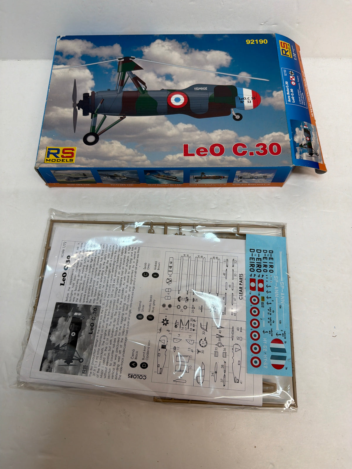 RS Models LeO C.30 Autogyro Kit 92190 — 1/72 Scale Plastic model kit