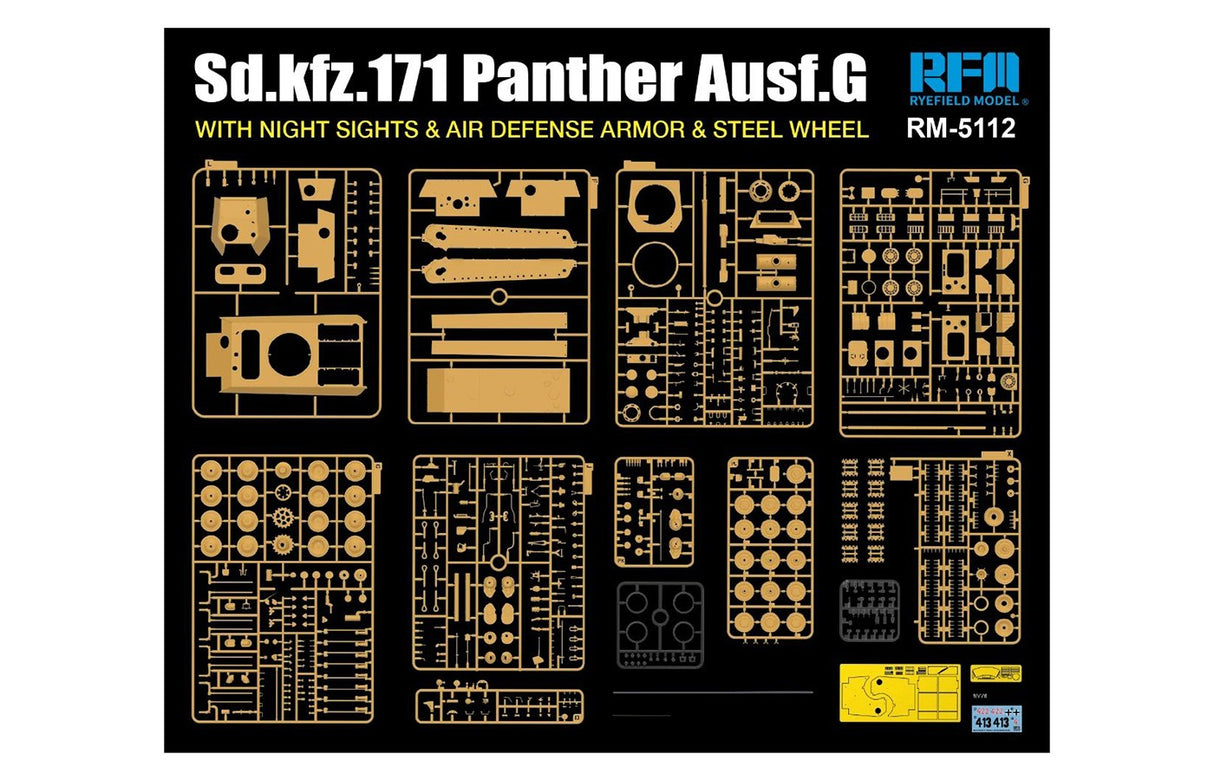 Rye Field Model 1/35 Panther Ausf.G Gertman Medium Tank Sd.kfz.171 Kit 5112
