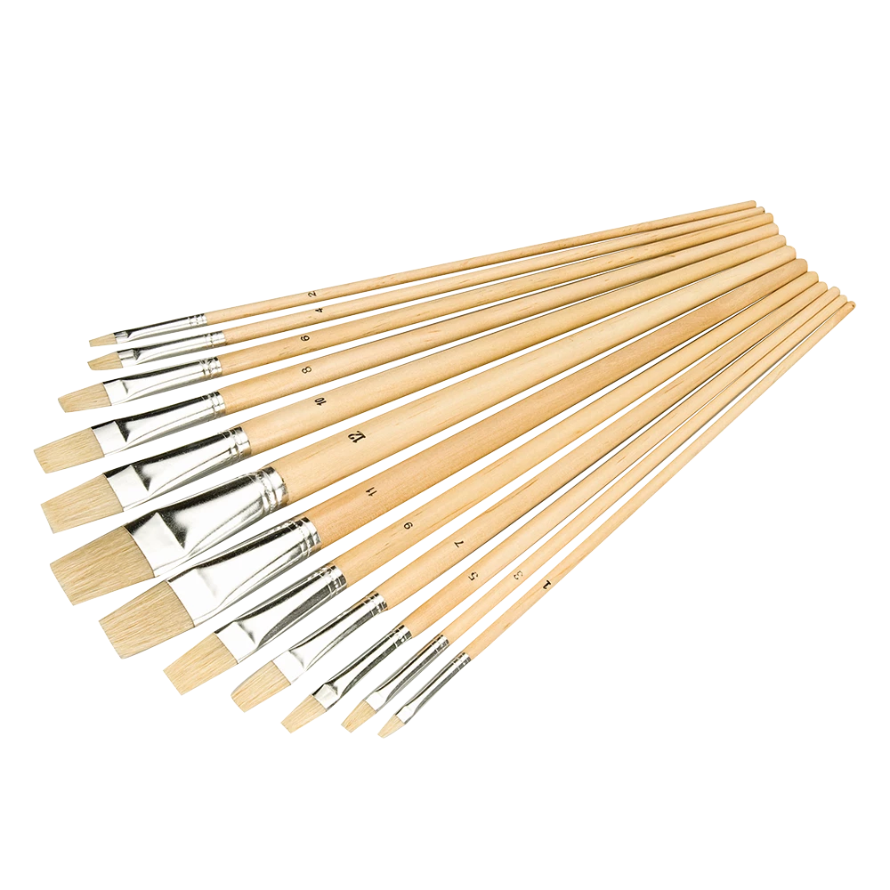 Silverline Artists Paint Brush Set 12 pce Flat Tips