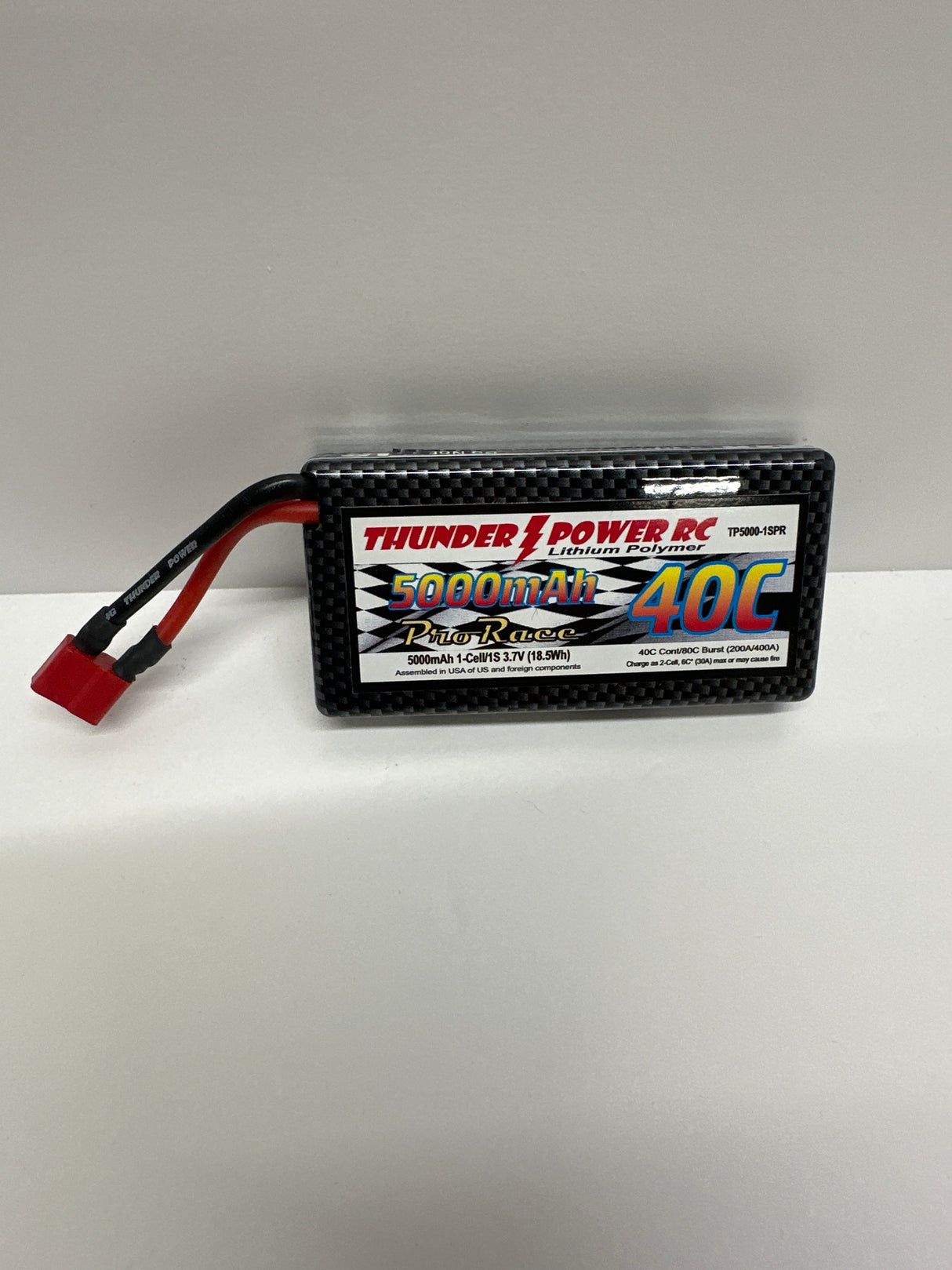 Thunder Power LiPo 5000mAh 1S 3.7v Pro Race 40C With Case - Deans special price