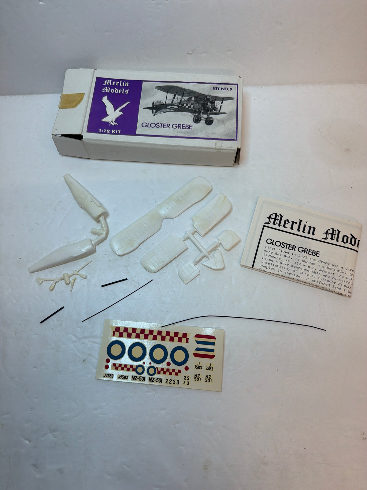 Merlin Models Gloster Grebe 1/72 9 Plastic Model Kit Vintage